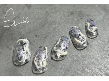 パープルでニュアンスアート