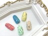 春夏カラーダルメシアンネイル４本＋ミラーアート　¥4300
