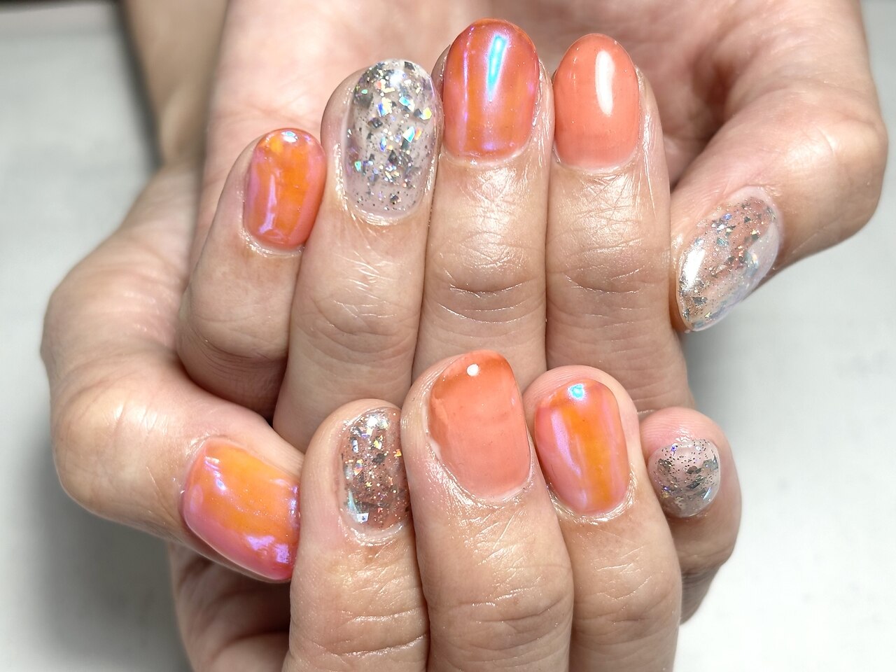ネイルチップオーダー フルーツネイル マグネットネイル オレンジ オーロラ ネイルチップオーダー フルーツネイル マグネットネイル オレンジ