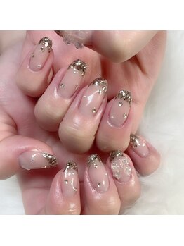 ゴールドラメフレンチ