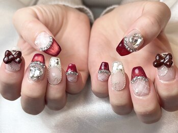 マイフェアレディ 今池(MyFairLady)/赤×ハート×リボンネイル