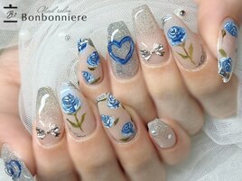 手描きブルーローズネイル♪