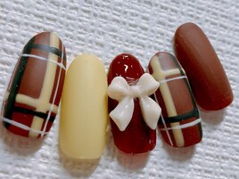 赤チェック ネイル