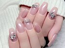 シンプルネイル×リボンパーツ