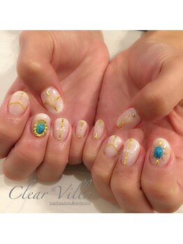 ネイルサロンクリアヴィラ(nail salon clear villa)/ターコイズ×ゴールド