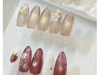 春ネイル/お花ネイル/マグネット