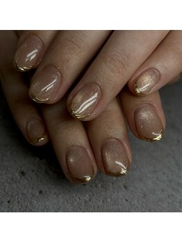 エムネイル(Ｍ)/秋色マグネット×ミラーフレンチ