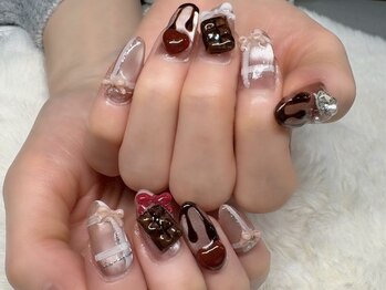 バレンタインネイル×3Dパーツ