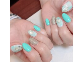 ミント夏ネイル
