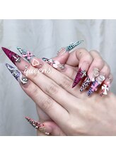 クイーンズビューティーサロン 新宿本店(Queen's beauty salon)/長さだし　ヒョウ柄　パラジェル