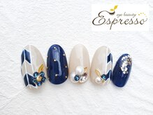 エスプレッソ アイビューティーアンドネイル 新百合ヶ丘店(Espresso)/和柄ネイル 和風ネイル ネイビー