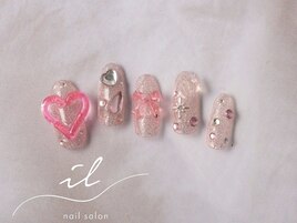 ピンク×ワンカラーネイル