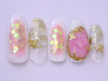 ネイリックス 栄ガスビル(NAILX)/ガーリー天然石ネイル☆