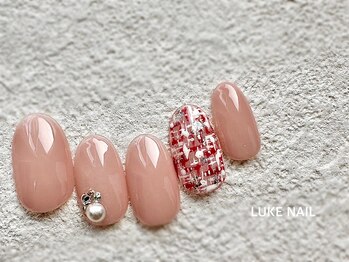 ルークネイル 恵比寿店(LUKE NAIL)/ピンクツイードネイル　春夏秋冬
