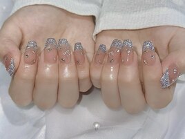 スカルプ pink×flashラメfrench