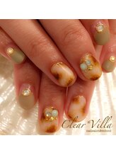 ネイルサロンクリアヴィラ(nail salon clear villa)/白×茶べっ甲