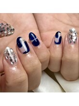 レイネイル 岐阜茜部店(RAY NAIL)/ネイビー×シルバー