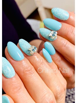 チヒロネイル/ティファニーカラーでビジュー