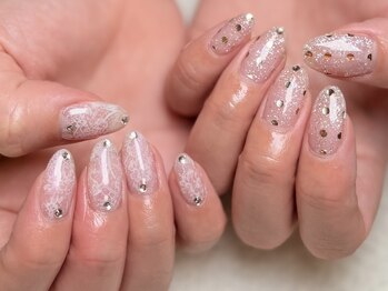 グロスネイル(gloss nail)/ジェルアート/レース/ドット