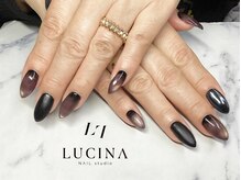 ネイルスタジオ ルキナ(LUCINA)/c-454 ブラック×パープルネイル