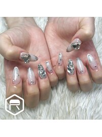 ガラスフレンチネイル