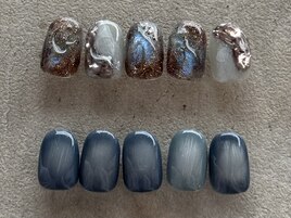 ブラウン×ブルー奥行ニュアンス