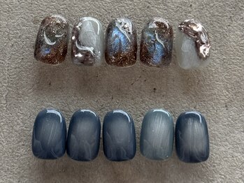 ブラウン×ブルー奥行ニュアンス