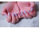 涼し気フラワーネイル