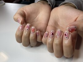 バレンタインチークネイル