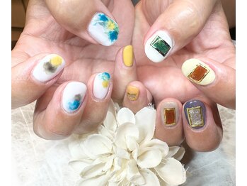 水彩画/絵画風アートネイル☆