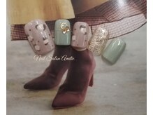 ネイルサロン アミティエ(Nail Salon Amitie)/くすみカラ-レオパ-ドfootネイル