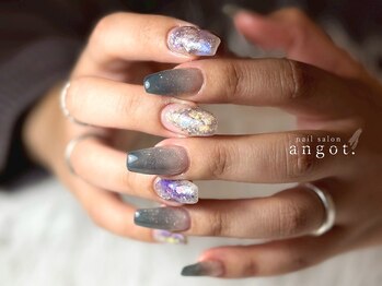 アシメ天然石ネイル
