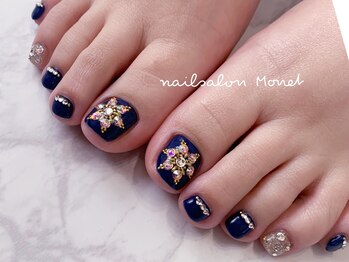 ネイルサロン モネ(Monet)/【フット】ネイビー雪の結晶