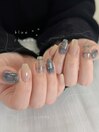 ブルー×チェックネイル