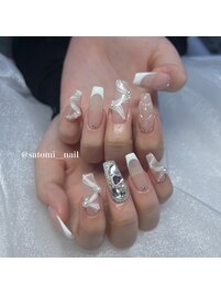 satomi担当:白ワンホンネイル