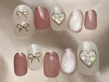 エムドットネイル 池袋(m.nail)/リボン×ハートシェルネイル