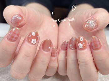 フォルトゥーナ 神田(Fortuna)/チェック柄 春フラワーネイル