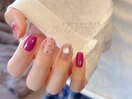 ストーンネイルxドットピンク