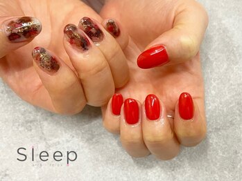 スリープ 中目黒(Sleep nakameguro)/アンシンメトリーデザインネイル