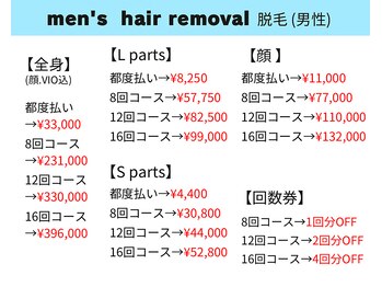 ウィウィ(oui-oui `)/メンズ 脱毛料金表
