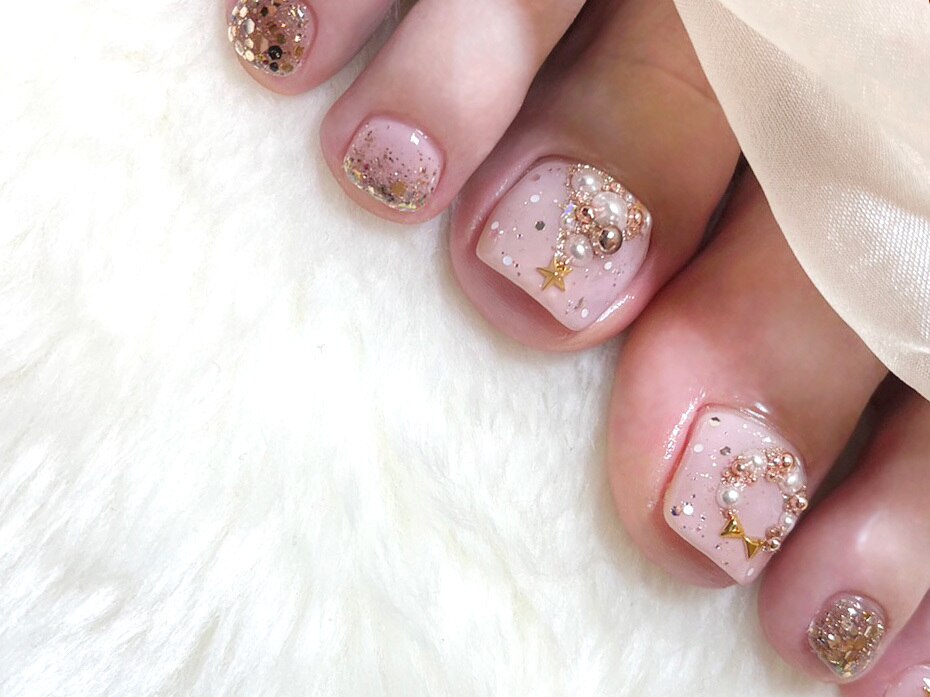 【フットネイル】ふわふわニュアンス フットネイルチップ ネイルチップ フットネイル ニュアンス 淡色ネイル 上品 フット