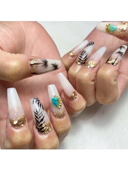 スカルプ×ヤシの木