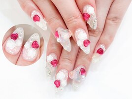 スカルプアート放題☆薔薇ネイル