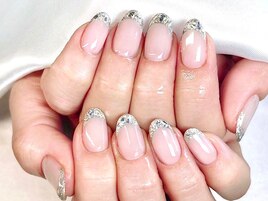 [華やか]ガラスフレンチネイル