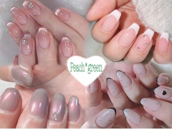 ピーチ グリーン(Peach green)の写真/【自爪に優しいフィルイン導入】丁寧な甘皮ケア×ナチュラルな大人可愛いデザインで、指先から品良く彩る♪