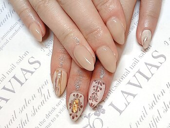 プロフェッショナル ネイルサロン ラヴィアス(LAVIAS)/【ジェル】ワンカラ＋アート２本