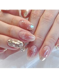 チーク&リボンネイル