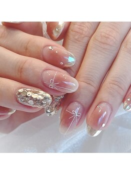 チャコネイル(chaco-nail)/チーク&リボンネイル