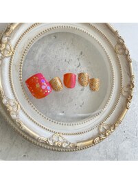 オレンジアートネイル