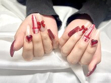ヤシネイル(Yashi Nail)/チップ長出持込　チェックリボン